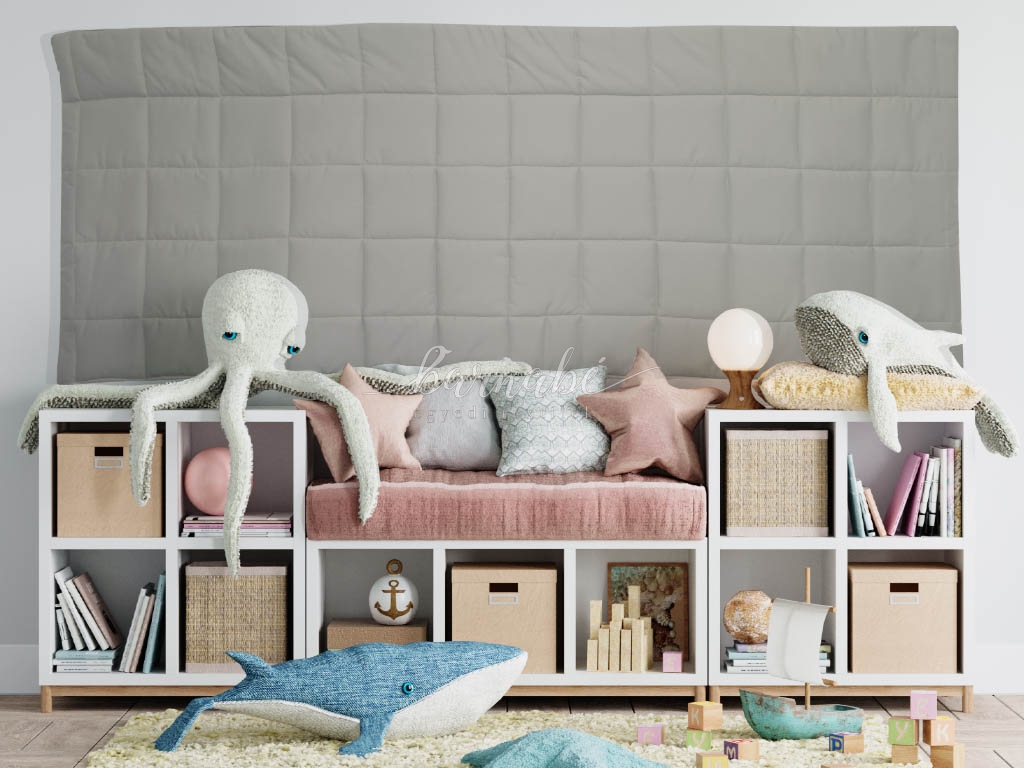 Sötét menta steppelt falvédő